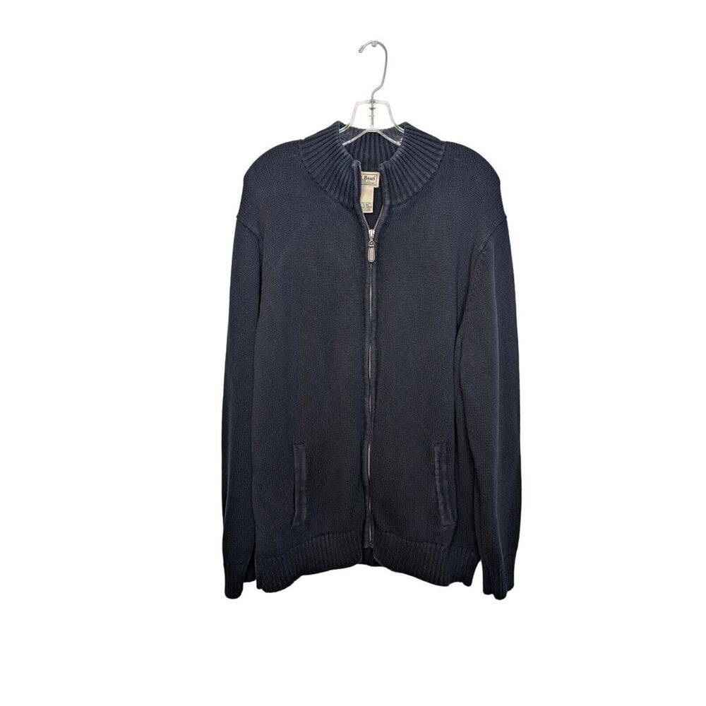 L.L. Bean Men's Full Zip Cardigan Sz XL Navy Cotton Casual Fall Winter